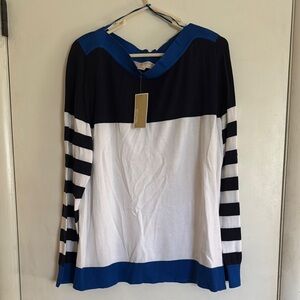 Blue and White Striped Sweater